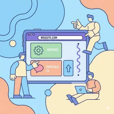 Panel informativo sobre servicios SEO que incluyen auditoría de servicios portafolio y usabilidad para sitios web